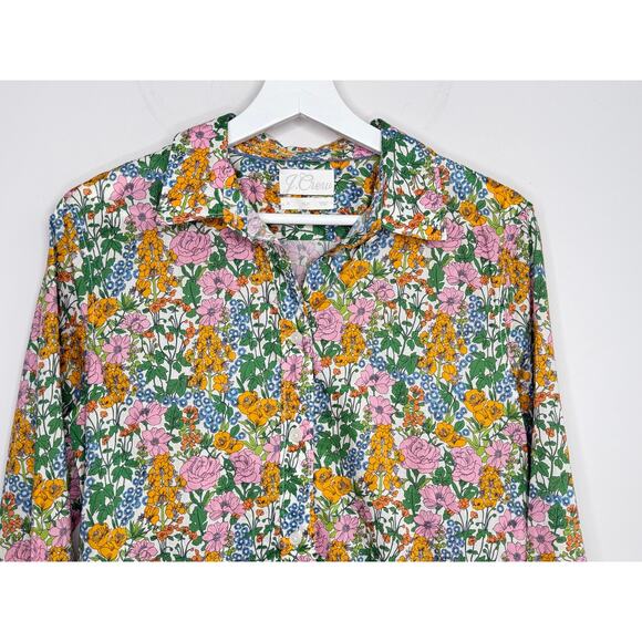 J. Crew Liberty Petunia Floral Slim-Fit Button-Up Shirt Green Yellow Women's 10 - Picture 3 of 10